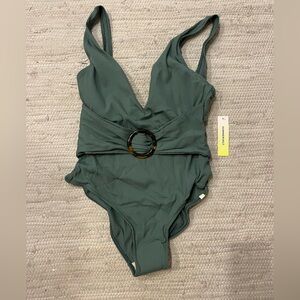 NWT Green Ribbed Belted Backflip One-Piece Swimsuit by Summersalt